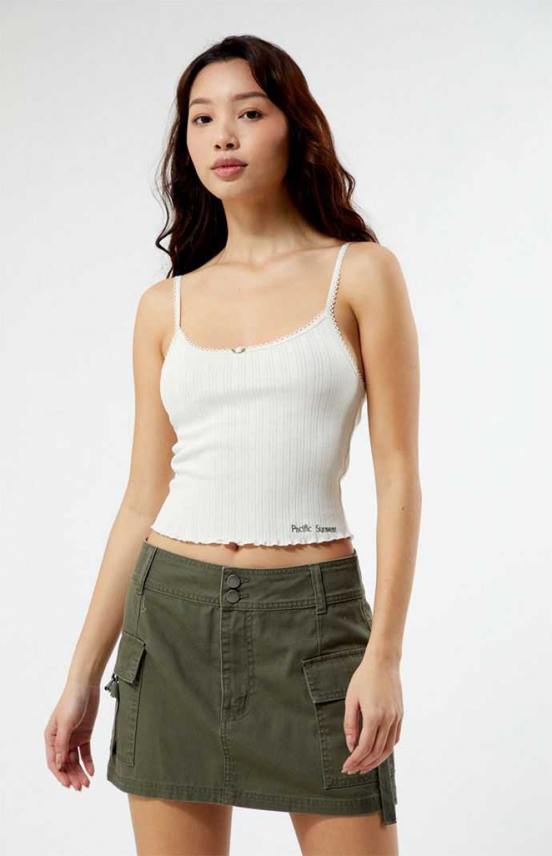 WHITE PacSun Pointelle Tank Top | YVFSEZI-56