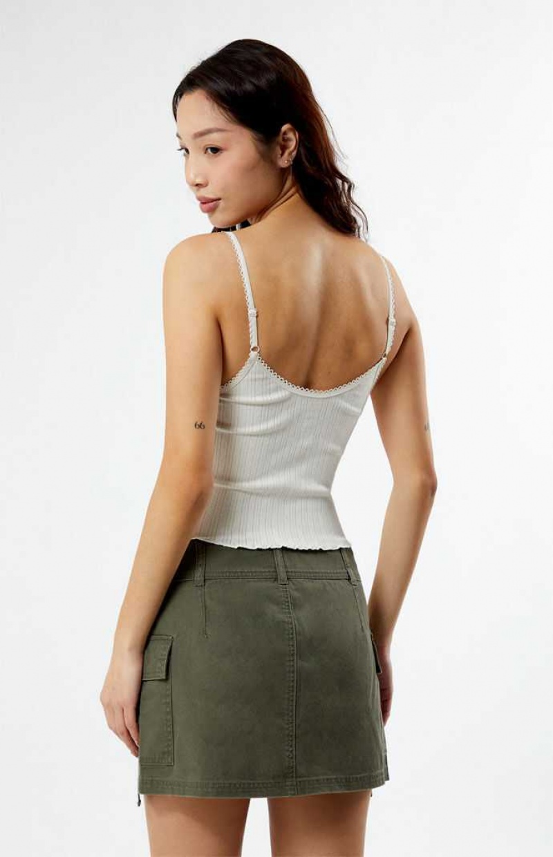 WHITE PacSun Pointelle Tank Top | YVFSEZI-56