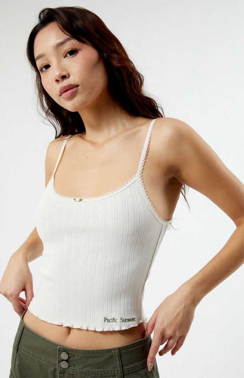 WHITE PacSun Pointelle Tank Top | YVFSEZI-56