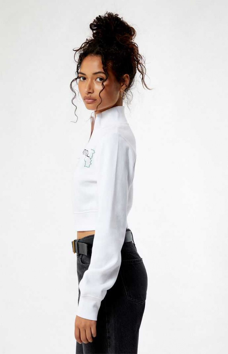 WHITE PacSun Portugal Mock Neck Full Zip Sweatshirt | RISEUFY-37