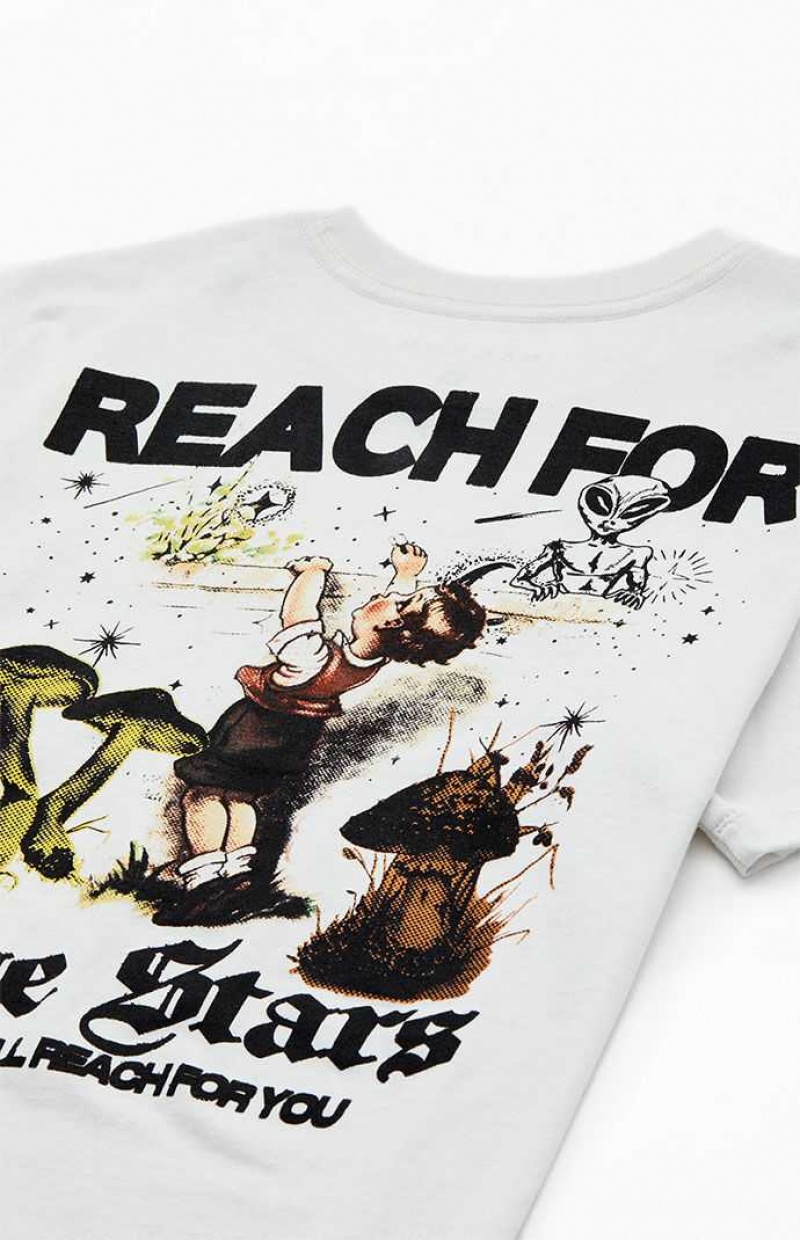 WHITE PacSun Reach For The Stars T-Shirt | TPNVUYB-68