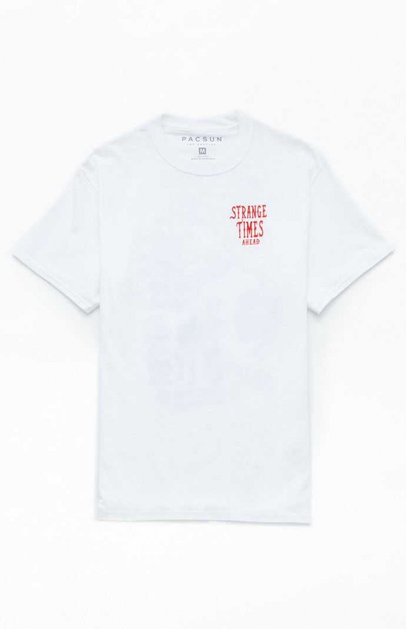 WHITE PacSun Strange Times T-Shirt | IYRMEOT-07