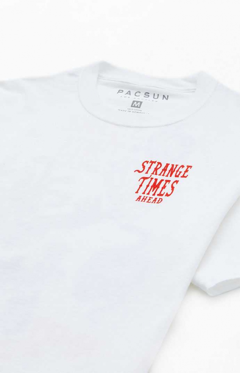 WHITE PacSun Strange Times T-Shirt | IYRMEOT-07