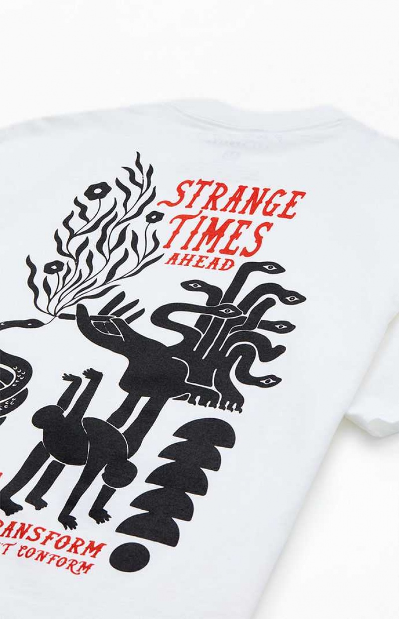 WHITE PacSun Strange Times T-Shirt | IYRMEOT-07