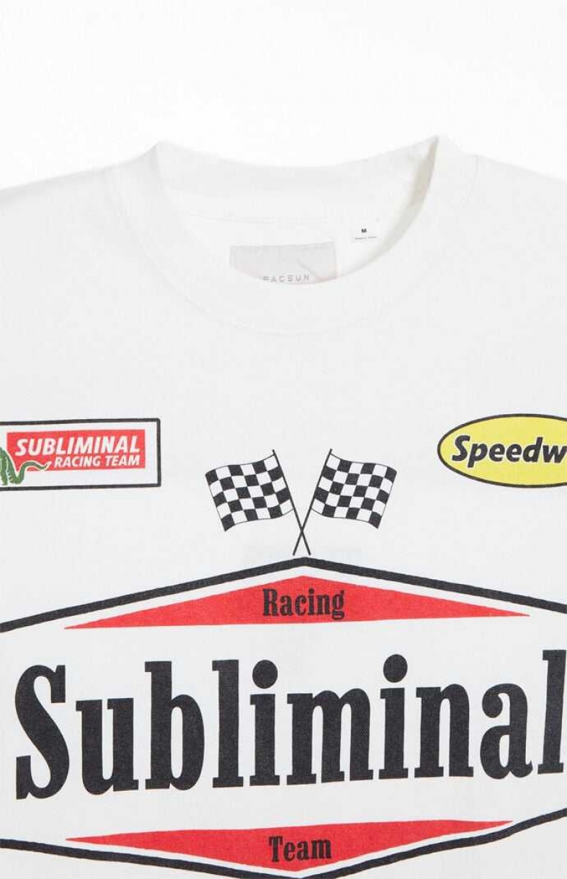 WHITE PacSun Subliminal Racing Oversized T-Shirt | VRADEOF-68