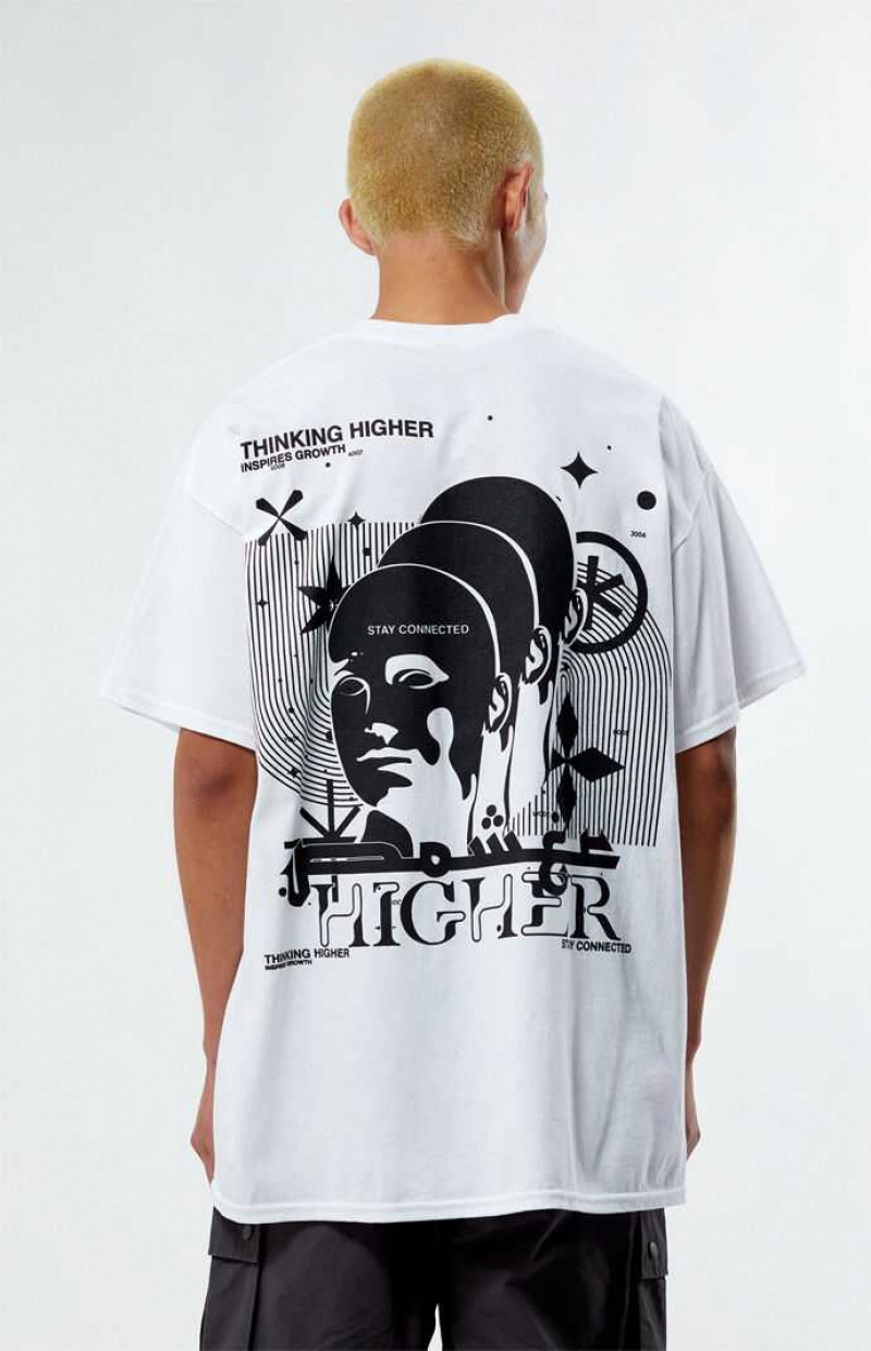 WHITE PacSun Thinking Higher T-Shirt | ZQHWAYI-24