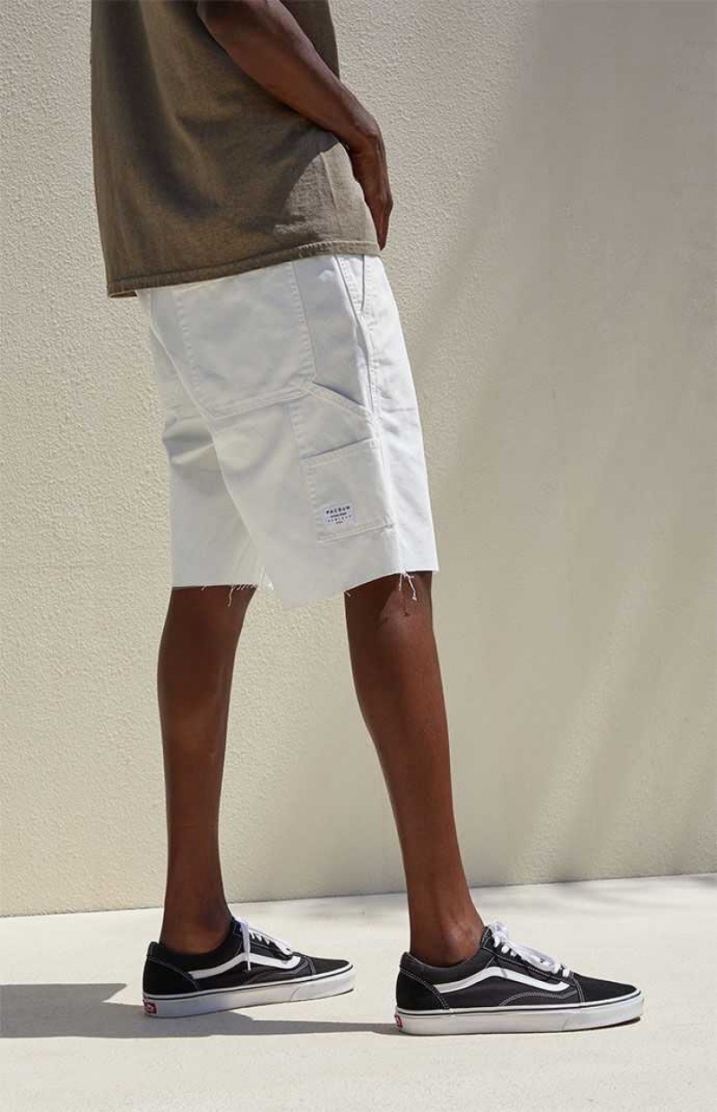 WHITE PacSun White Carpenter Shorts | WNSXZHC-51