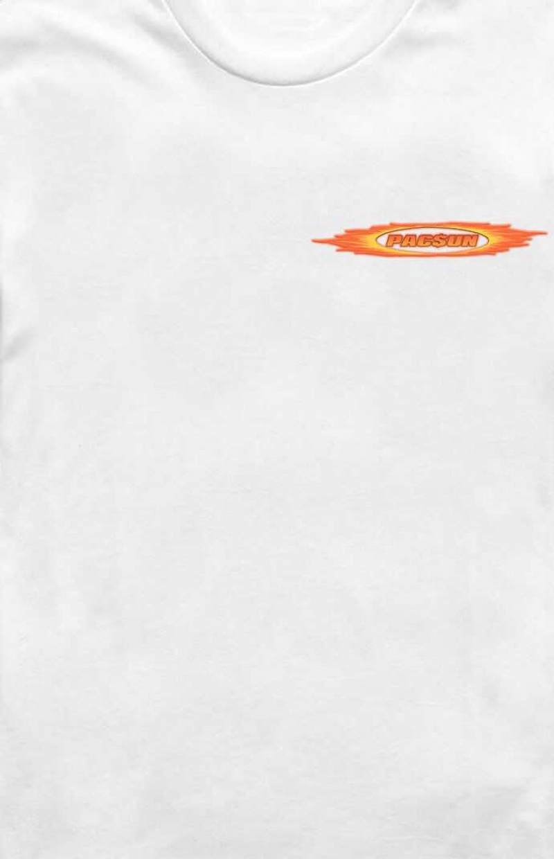 WHITE PacSun White Flames Logo T-Shirt | CFDIARY-54