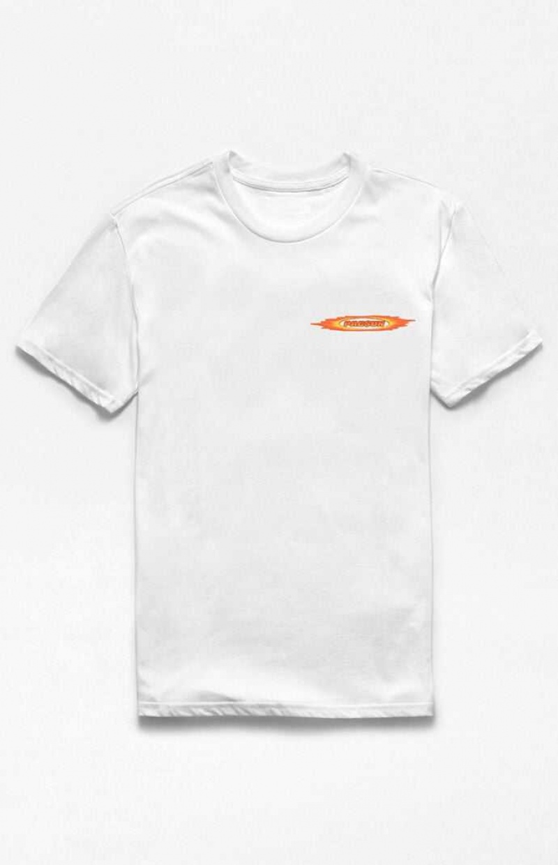 WHITE PacSun White Flames Logo T-Shirt | CFDIARY-54