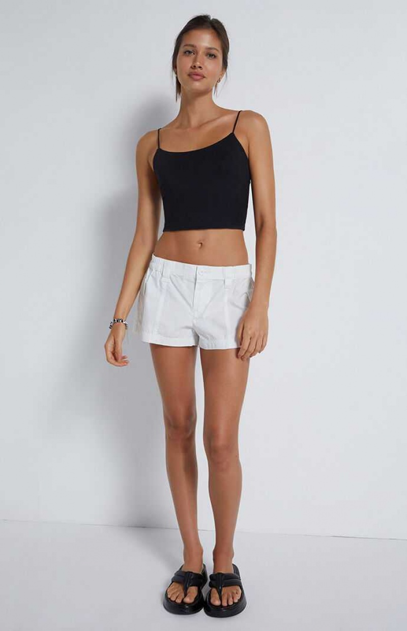 WHITE PacSun White Low Rise Elastic Waist Cargo Shorts | VGSABJF-75