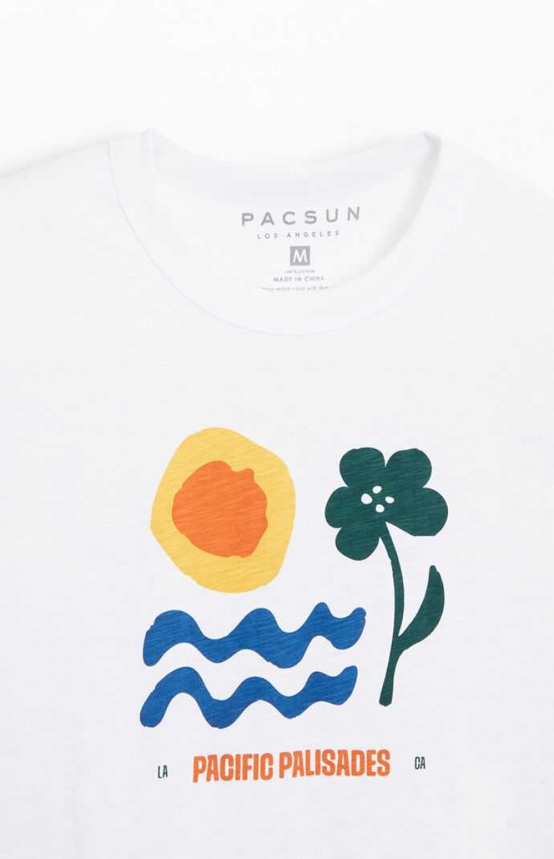 WHITE PacSun White Pacific Palisades Slub T-Shirt | QTLHCZY-20