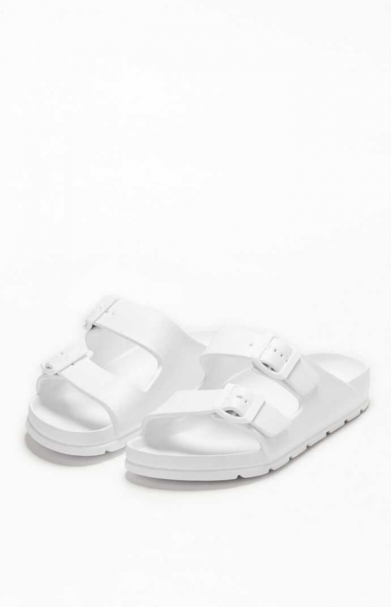 WHITE PacSun Women's Buckle Strap Sandals | BGTILHA-59