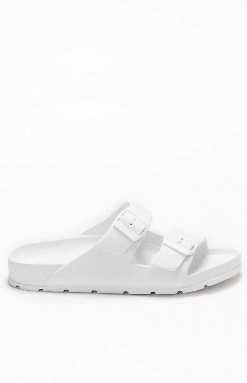 WHITE PacSun Women\'s Buckle Strap Sandals | BGTILHA-59