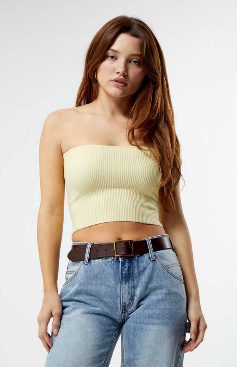 YELLOW PacSun Basic Sweater Tube Top | UMXCGNL-50