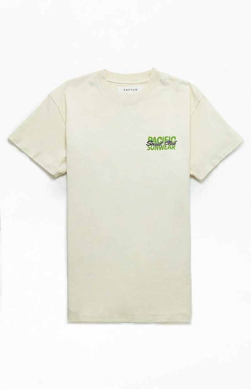 YELLOW PacSun Pacific Sunwear Social Club T-Shirt | SHGJVUI-21