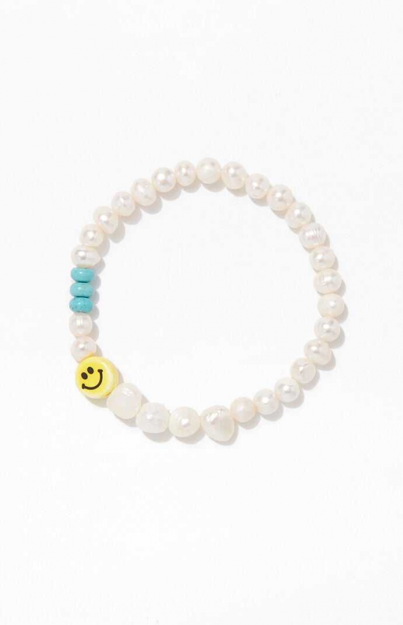 YELLOW PacSun Smiley Pearl Bracelet | DCMGIPB-13